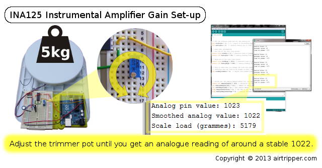 Arduino Load Cell INA125 Instrumental Amplifier Gain Set-up